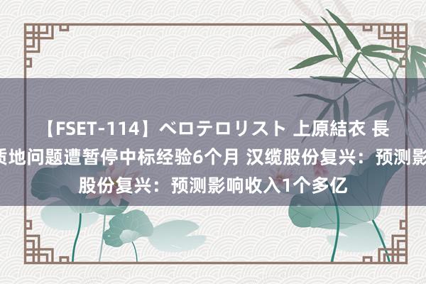 【FSET-114】ベロテロリスト 上原結衣 長澤リカ 涉严重质地问题遭暂停中标经验6个月 汉缆股份复兴：预测影响收入1个多亿