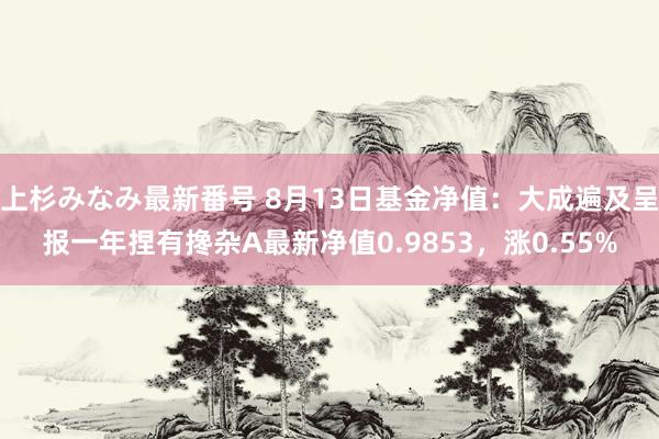 上杉みなみ最新番号 8月13日基金净值：大成遍及呈报一年捏有搀杂A最新净值0.9853，涨0.55%