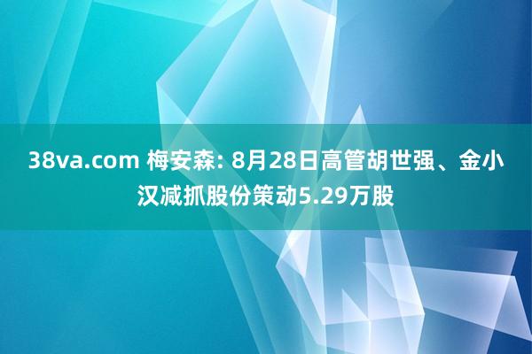 38va.com 梅安森: 8月28日高管胡世强、金小汉减抓股份策动5.29万股