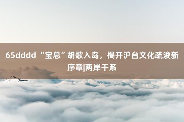 65dddd “宝总”胡歌入岛，揭开沪台文化疏浚新序章|两岸干系