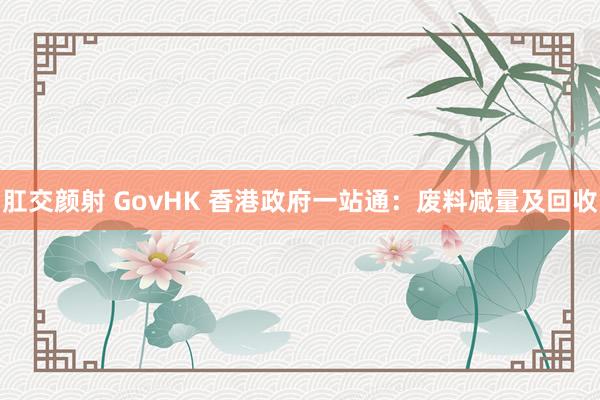 肛交颜射 GovHK 香港政府一站通：废料减量及回收